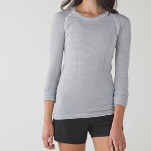 Lululemon x Soulcycle Swiftly Tech Long Sleeve in Tempo Stripe White Black